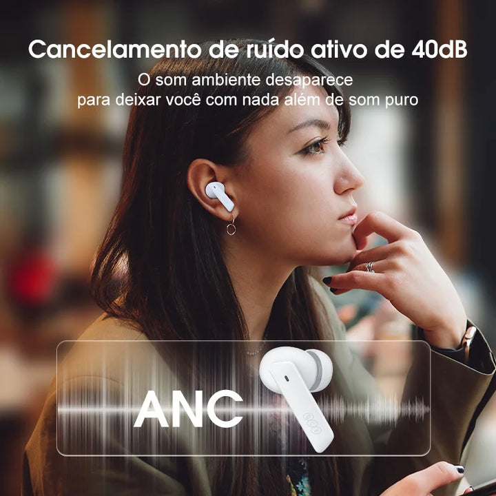 Fone de Ouvido QCY HT05 Sem Fio ANC Bluetooth 5.2